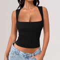 Fitness High Elasticity Sports Square Collar Strap T-shirt